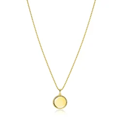 13.5 mm ZINZI gold plated zilveren coin hanger met parelrand voor gravure ZIH2651G (zonder collier)