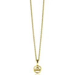 9mm ZINZI gold plated zilveren Weegschaal sterrenbeeldhanger bezet met witte zirconia ZIHY-WEE (zonder collier)