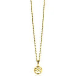 9mm ZINZI gold plated zilveren Waterman sterrenbeeldhanger bezet met witte zirconia ZIHY-WAT (zonder collier)