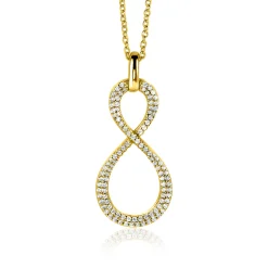 35mm ZINZI gold plated zilveren hanger Infinity bezet met witte zirconia's ZIH2570Y (zonder collier)