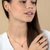 14mm ZINZI gold plated zilveren hanger met rechthoekige rood granaat kleursteen en luxe hangoog ZIH2392R (zonder collier)