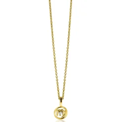 9mm ZINZI gold plated zilveren Maagd sterrenbeeldhanger bezet met witte zirconia ZIHY-MAA (zonder collier)