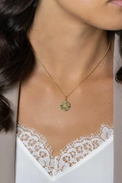18mm ZINZI gold plated zilveren hanger rond met sierlijke golven als bewerking ZIH2450 (zonder collier)