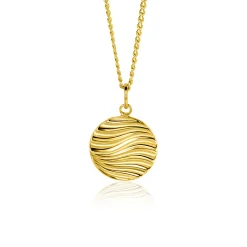 18mm ZINZI gold plated zilveren hanger rond met sierlijke golven als bewerking ZIH2450 (zonder collier)