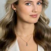 19mm ZINZI gold plated zilveren hanger blauw wit met luxe hangoog ZIH2438 (zonder collier)