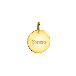 15mm ZINZI gold plated zilveren hanger glad rond plaatje voor gravure ZIH2345G15 (zonder collier)