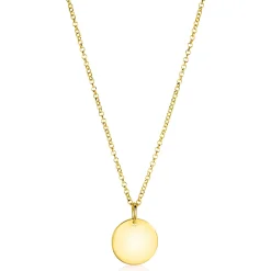 15mm ZINZI gold plated zilveren hanger glad rond plaatje voor gravure ZIH2345G15 (zonder collier)