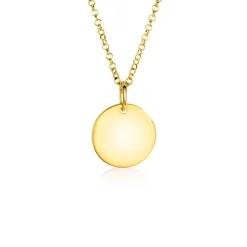 15mm ZINZI gold plated zilveren hanger glad rond plaatje voor gravure ZIH2345G15 (zonder collier)