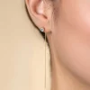 80mm ZINZI gold plated zilveren doortrek oorbellen met chatonzetting 5mm witte zirconia en sierlijk kettinkje ZIO2576Y