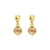 16mm ZINZI gold plated zilveren oorstekers met een vierkante gladde stud en een hangende ronde champagnekleurige zirkonia ZIO2907