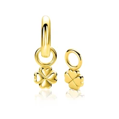 6mm ZINZI gold plated zilveren oorbedels in gladde klaver vier vorm ZICH2884G (zonder oorringen)