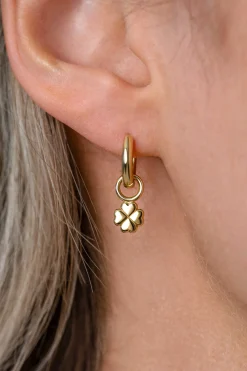 6mm ZINZI gold plated zilveren oorbedels in gladde klaver vier vorm ZICH2884G (zonder oorringen)