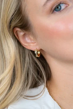 16,5mm ZINZI goldplated zilveren cross-over oorringen met luxe scharniersluiting 5mm breed ZIO2801