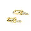 13mm ZINZI gold plated zilveren oorbedels met drie onder elkaar geplaatste witte zirkonia’s in verfijnde chatonzetting ZICH2887Y (zonder oorringen)