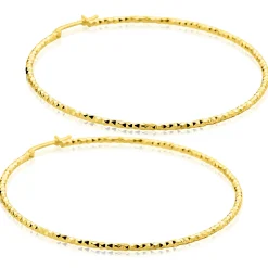 61mm ZINZI gold plated zilveren extra grote oorringen met gefacetteerde buis en handige bovensluiting ZIO2913G