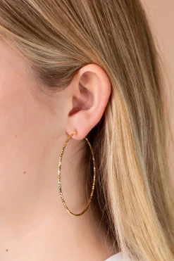 61mm ZINZI gold plated zilveren extra grote oorringen met gefacetteerde buis en handige bovensluiting ZIO2913G
