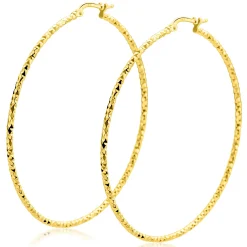 61mm ZINZI gold plated zilveren extra grote oorringen met gefacetteerde buis en handige bovensluiting ZIO2913G