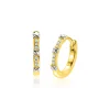 15mm ZINZI goldplated zilveren oorringen met kleine kruisjes tussen de witte zirkonia's, luxe klapsluiting ZIO2814