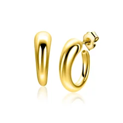 21mm ZINZI goldplated zilveren oorringen met een bolle aflopende vorm en met poussette ZIO2788G