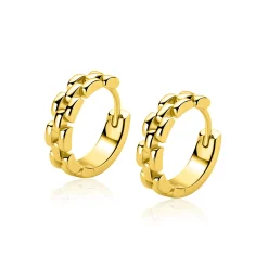16mm ZINZI goldplated zilveren oorringen met rolex-style schakels 4mm breed en luxe klapsluiting ZIO2556G