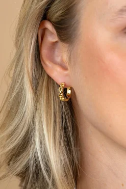 16mm ZINZI goldplated zilveren oorringen met rolex-style schakels 4mm breed en luxe klapsluiting ZIO2556G