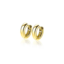 12mm ZINZI goldplated zilveren gladde oorringen met 3mm buisdikte en luxe klapsluiting ZIO189G