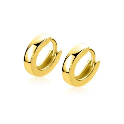 13,5mm ZINZI gold plated zilveren oorringen met vierkante gladde buis 3mm, luxe klapsluiting ZIO2861G
