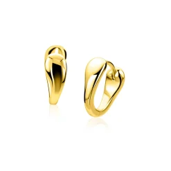 16mm ZINZI gold plated zilveren oorringen met een glad organisch gevormd design, luxe klapsluiting ZIO2840G