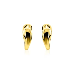 16mm ZINZI gold plated zilveren oorringen met een glad organisch gevormd design, luxe klapsluiting ZIO2840G
