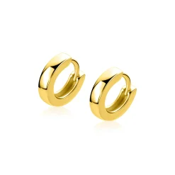 11,5mm ZINZI gold plated zilveren oorringen met vierkante gladde buis 3mm, luxe klapsluiting ZIO2860G