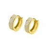 13mm ZINZI gold plated zilveren brede oorringen bezet met drie rijen schitterende witte zirkonia’s, luxe klapsluiting ZIO2862Y