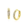 15mm ZINZI goldplated zilveren oorringen met witte zirkonia’s in speelse druppelvorm verwerkt, luxe klapsluiting ZIO2871
