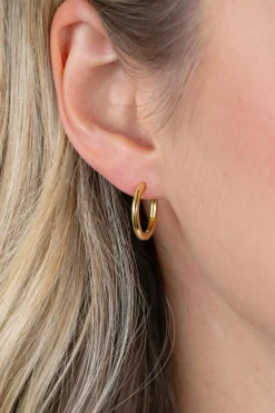 17mm ZINZI goldplated zilveren oorringen glad met 2mm buisdikte en luxe klapsluiting ZIO402G