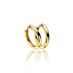 15mm ZINZI goldplated zilveren oorringen glad met 2mm buisdikte en luxe klapsluiting ZIO401G