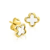 8mm ZINZI gold plated zilveren klaver oorstekers met parelmoer ZIO-BF153