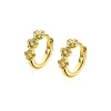 13mm ZINZI gold plated zilveren oorringen met drie roosjes, bezet met witte zirkonia’s, luxe klapsluiting ZIO2873Y