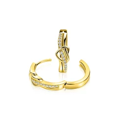 15mm ZINZI gold plated zilveren oorringen met een opengewerkt sierlijk hart waarbij een rij witte zirkonia’s vloeiend door het hart loopt, luxe klapsluiting ZIO2874Y