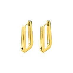 20mm ZINZI gold plated zilveren rechthoekige oorringen, strakke buis met modern design, luxe klapsluiting ZIO2879G