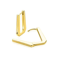 20mm ZINZI gold plated zilveren rechthoekige oorringen, strakke buis met modern design, luxe klapsluiting ZIO2879G