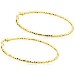 52mm ZINZI gold plated zilveren grote oorringen met gefacetteerde buis en handige bovensluiting ZIO2912G