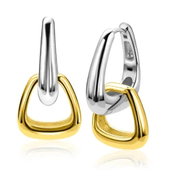 16mm ZINZI goldplated zilveren oorbedels in een luxe tasvorm ZICH2805G (zonder oorringen)