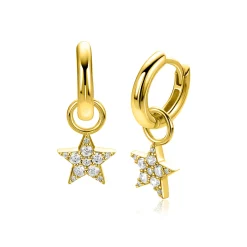 8,5mm ZINZI goldplated zilveren oorbedels fonkelende ster ZICH2138Y (zonder oorringen)