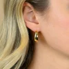 22mm ZINZI gold plated zilveren oorringen met brede buis (7mm) en rond aflopend, handige bovensluiting  ZIO2751G