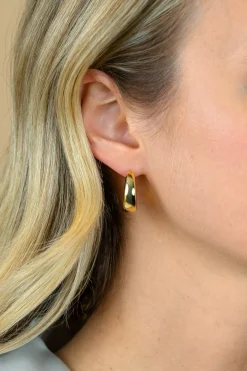 22mm ZINZI gold plated zilveren oorringen met brede buis (7mm) en rond aflopend, handige bovensluiting  ZIO2751G