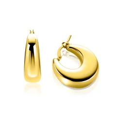 22mm ZINZI gold plated zilveren oorringen met brede buis (7mm) en rond aflopend, handige bovensluiting  ZIO2751G
