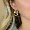 28mm ZINZI gold plated zilveren oorringen met brede buis (8mm) en rond model, handige bovensluiting  ZIO2749G