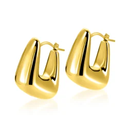 24mm ZINZI gold plated zilveren oorringen met brede buis, vierkante look en handige bovensluiting ZIO2747G