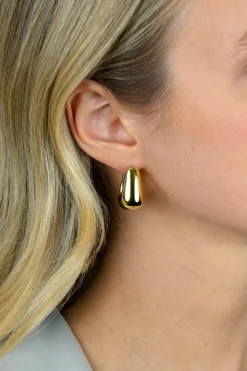 24mm ZINZI gold plated zilveren oorringen met brede buis, vierkante look en handige bovensluiting ZIO2747G
