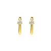14mm ZINZI gold plated zilveren oorringen U-vorm met witte zirkonia ZIO2733Y