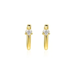 14mm ZINZI gold plated zilveren oorringen U-vorm met witte zirkonia ZIO2733Y
